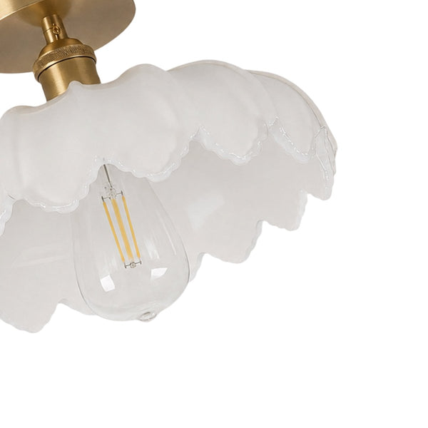 Thehouselights-1-Light Lotus Dome Semi Flush Mount Glass Ceiling-Ceiling Light-White-
