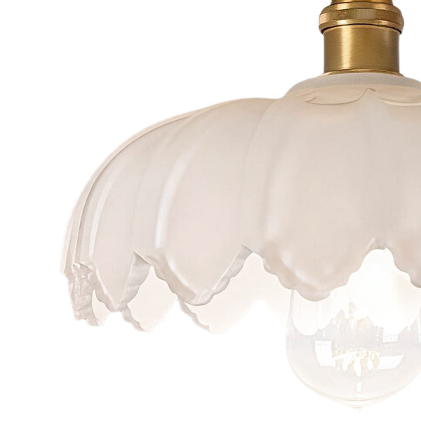 Thehouselights-1-Light Lotus Dome Semi Flush Mount Glass Ceiling-Ceiling Light-White-