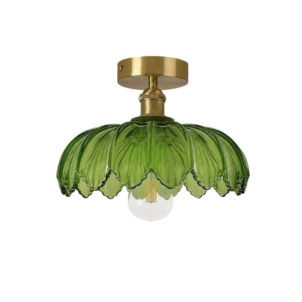 Thehouselights-1-Light Lotus Dome Semi Flush Mount Glass Ceiling-Ceiling Light-White-