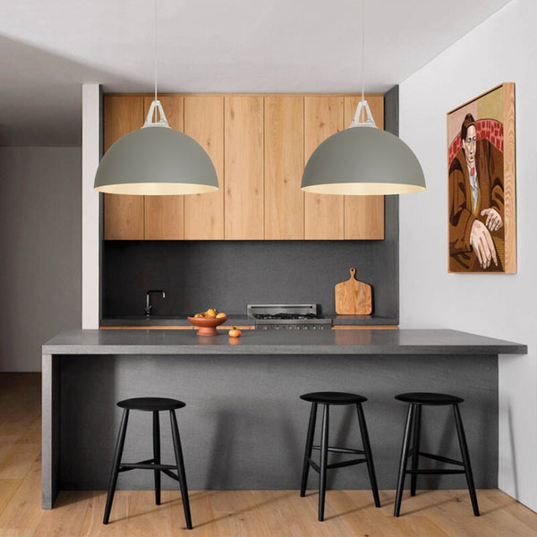 Thehouselights - 1 - Light Minimalist Dome Pendant Light - Pendant - Light Gray - 