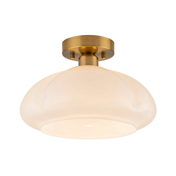 Thehouselights-1-Light Opal Glass Curved Semi Flush Mount-Ceiling Light-1-Light-