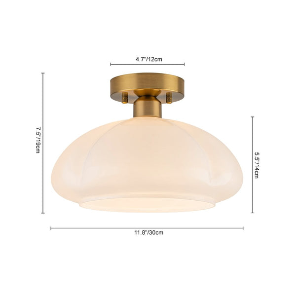 Thehouselights-1-Light Opal Glass Curved Semi Flush Mount-Ceiling Light-1-Light-