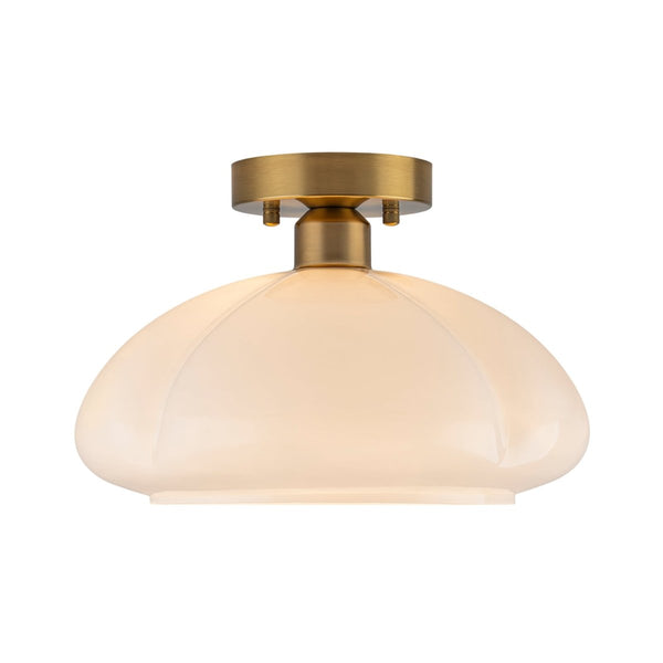 Thehouselights-1-Light Opal Glass Curved Semi Flush Mount-Ceiling Light-1-Light-