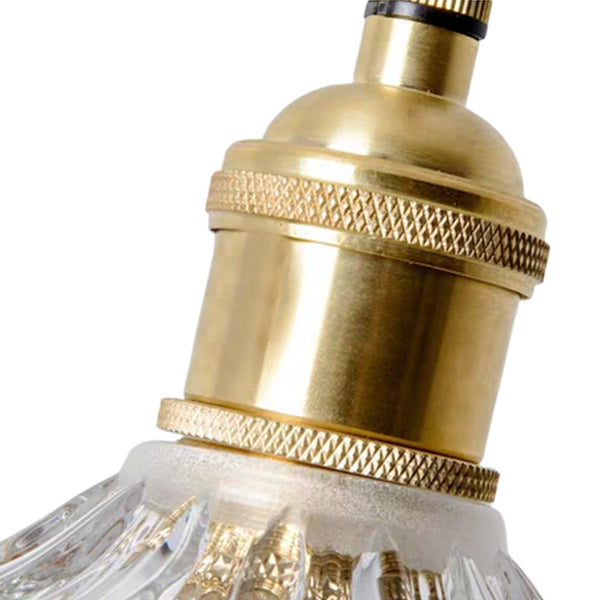 Thehouselights - 1 - Light Vertical Stripes Dome Glass Pendant Light - Pendant - Clear - 