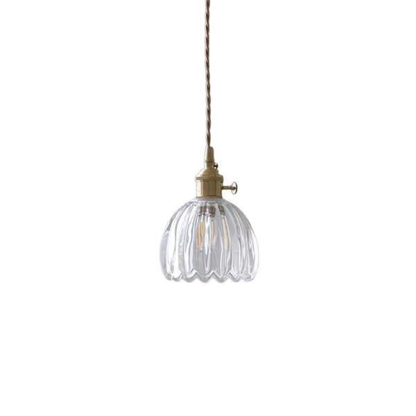 Thehouselights - 1 - Light Vertical Stripes Dome Glass Pendant Light - Pendant - Clear - 