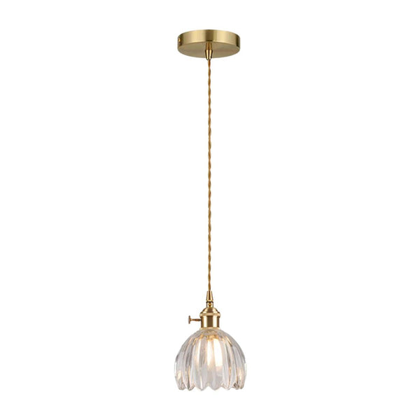 Thehouselights - 1 - Light Vertical Stripes Dome Glass Pendant Light - Pendant - Clear - 