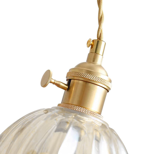 Thehouselights - 1 - Light Vertical Stripes Dome Glass Pendant Light - Pendant - Clear - 