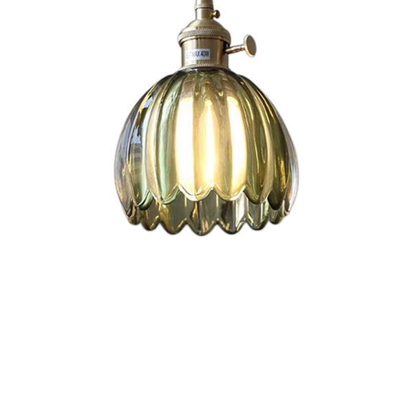 Thehouselights - 1 - Light Vertical Stripes Dome Glass Pendant Light - Pendant - Green - 
