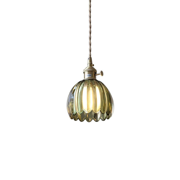 Thehouselights - 1 - Light Vertical Stripes Dome Glass Pendant Light - Pendant - Green - 