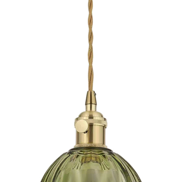 Thehouselights - 1 - Light Vertical Stripes Dome Glass Pendant Light - Pendant - Green - 