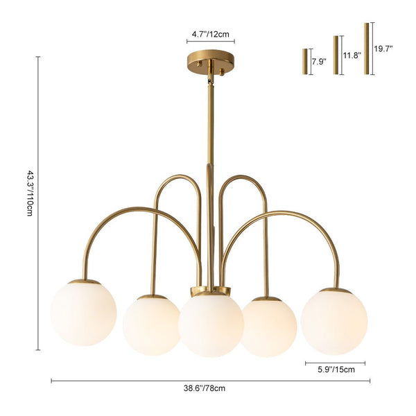 Thehouselights-10-Light Bubble Opal Glass Globe Chandelier-Chandelier-Black-6-Light