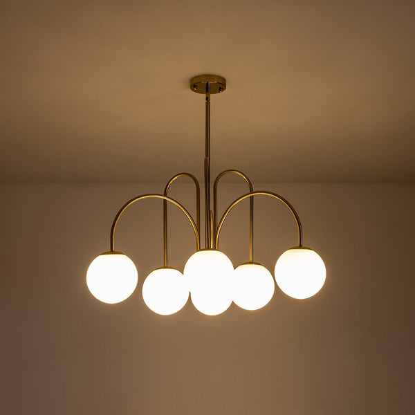 Thehouselights-10-Light Bubble Opal Glass Globe Chandelier-Chandelier-Brass-6-Light