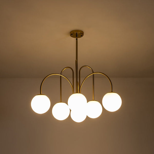 Thehouselights-10-Light Bubble Opal Glass Globe Chandelier-Chandelier-Brass-6-Light