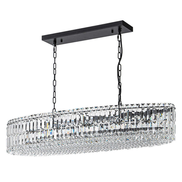 Thehouselights - 10 - Light Crystal Oval Island Chandelier - Chandelier - Black - 
