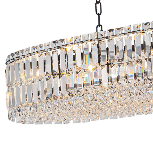 Thehouselights - 10 - Light Crystal Oval Island Chandelier - Chandelier - Black - 