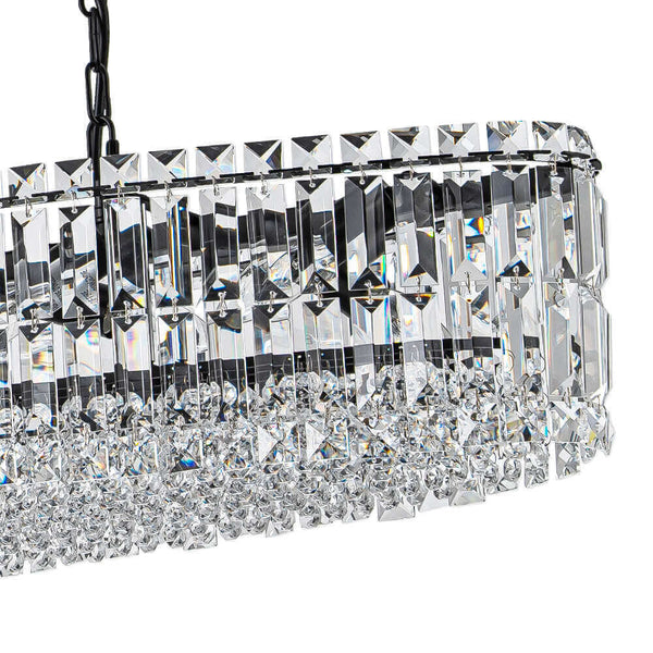 Thehouselights - 10 - Light Crystal Oval Island Chandelier - Chandelier - Black - 
