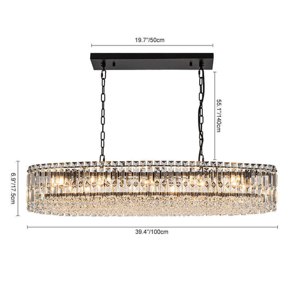 Thehouselights - 10 - Light Crystal Oval Island Chandelier - Chandelier - Black - 