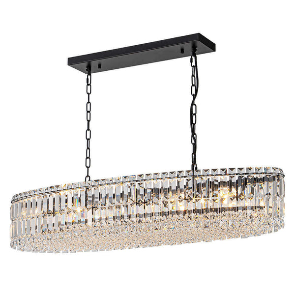 Thehouselights - 10 - Light Crystal Oval Island Chandelier - Chandelier - Black - 