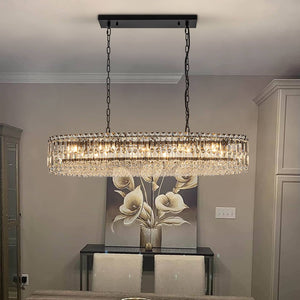 Thehouselights - 10 - Light Crystal Oval Island Chandelier - Chandelier - Black - 