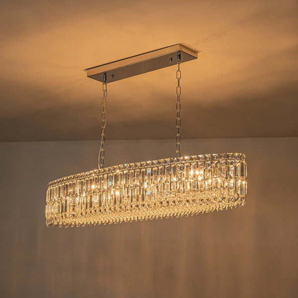 Thehouselights - 10 - Light Crystal Oval Island Chandelier - Chandelier - Chrome - 