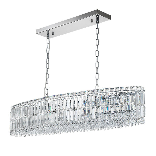 Thehouselights - 10 - Light Crystal Oval Island Chandelier - Chandelier - Chrome - 