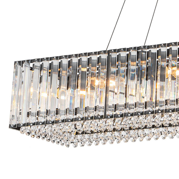 Thehouselights - 10 - Light Crystal Rectangle Island Chandelier - Chandelier - Black - 