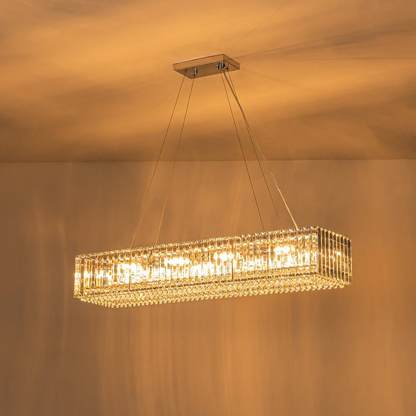 Thehouselights - 10 - Light Crystal Rectangle Island Chandelier - Chandelier - Black - 