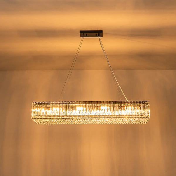 Thehouselights - 10 - Light Crystal Rectangle Island Chandelier - Chandelier - Black - 