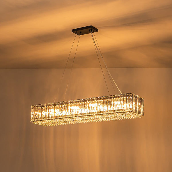Thehouselights - 10 - Light Crystal Rectangle Island Chandelier - Chandelier - Black - 