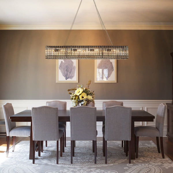 Thehouselights - 10 - Light Crystal Rectangle Island Chandelier - Chandelier - Black - 