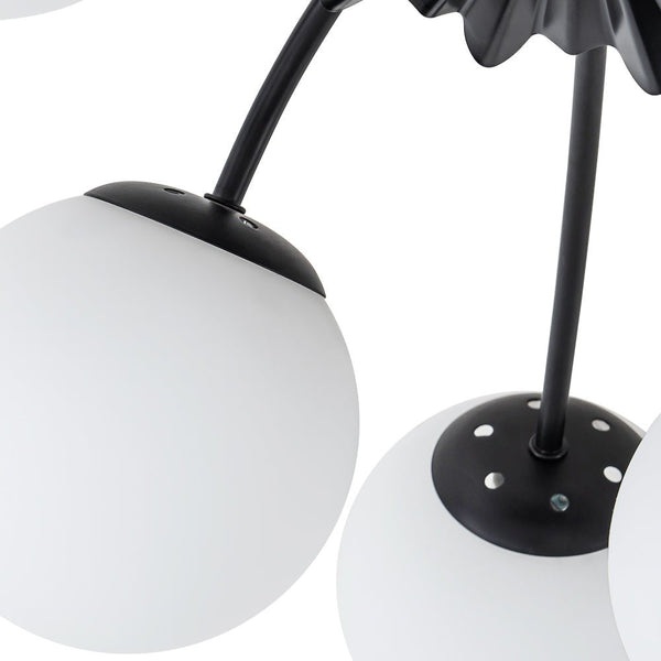 Thehouselights - 12 - Light Black Opal Glass Sputnik Semi Flush Chandelier - Chandelier - Black - 