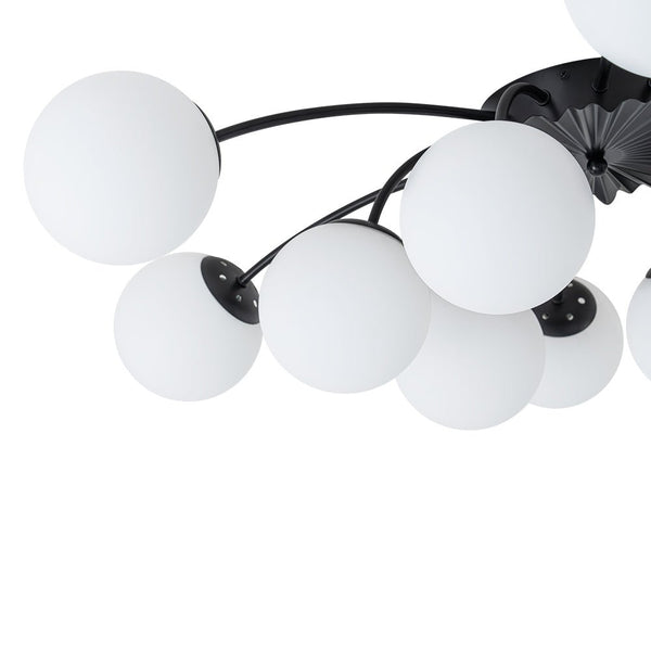 Thehouselights - 12 - Light Black Opal Glass Sputnik Semi Flush Chandelier - Chandelier - Black - 
