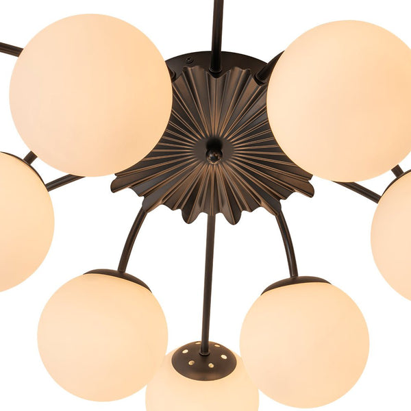 Thehouselights - 12 - Light Black Opal Glass Sputnik Semi Flush Chandelier - Chandelier - Black - 