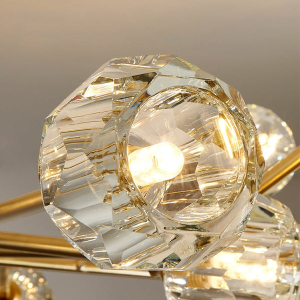 Thehouselights - 12 - Light Branching Sputnik Crystal Glass Chandelier - Chandelier - Brass - 