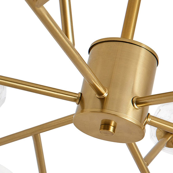 Thehouselights - 12 - Light Branching Sputnik Crystal Glass Chandelier - Chandelier - Brass - 