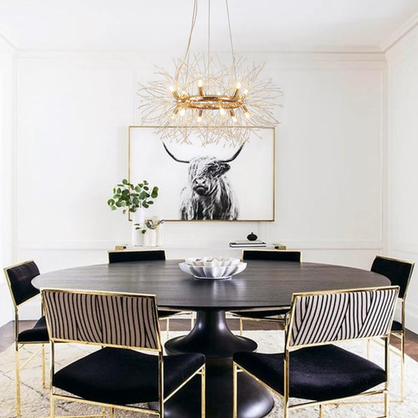Thehouselights - 12 - Light Chrome Round Firework Chandelier - Chandelier - Brass - 