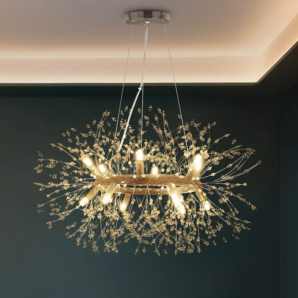 Thehouselights-12-Light Chrome Round Firework Chandelier-Chandelier-Brass-