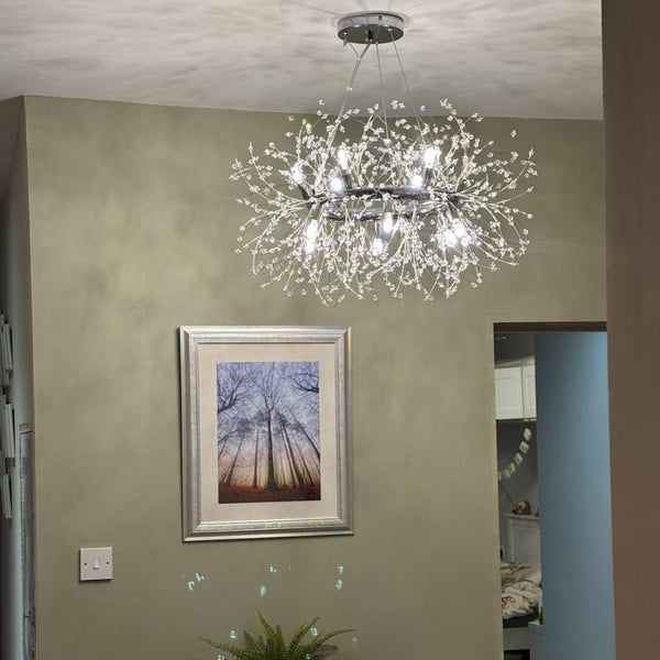 Thehouselights - 12 - Light Chrome Round Firework Chandelier - Chandelier - Chrome - 