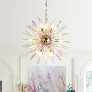 Thehouselights-12-Light Dimmable Rainbow Starburst Sputnik Chandelier-Chandelier-Rainbow Brass-