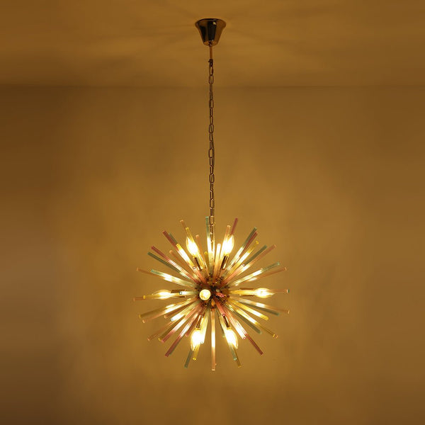 Thehouselights-12-Light Dimmable Rainbow Starburst Sputnik Chandelier-Chandelier-Rainbow Brass-