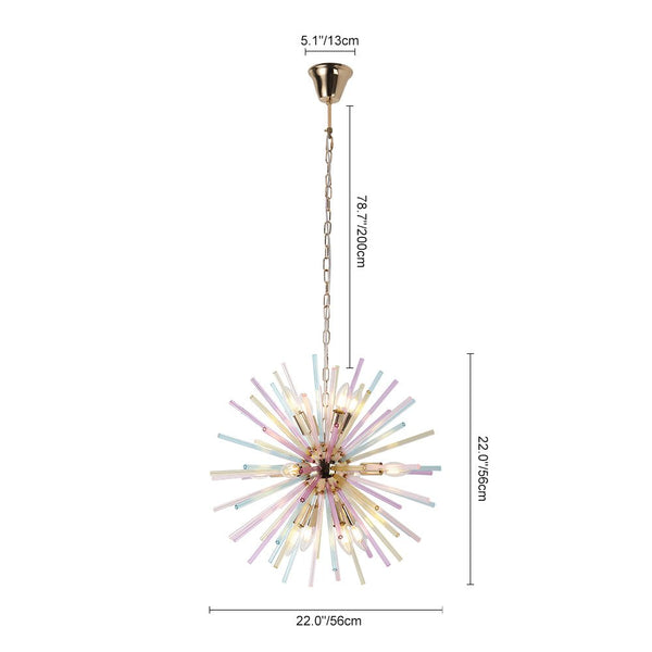 Thehouselights-12-Light Dimmable Rainbow Starburst Sputnik Chandelier-Chandelier-Rainbow Brass-