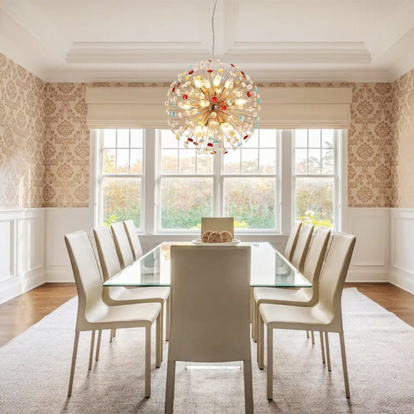 Thehouselights-12-Light Joyful Rainbow Starburst Sputnik Chandelier-Chandelier-Rainbow Brass-