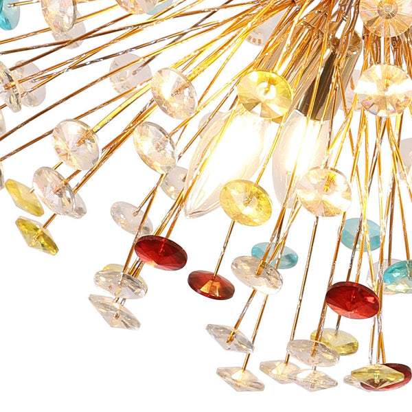Thehouselights-12-Light Joyful Rainbow Starburst Sputnik Chandelier-Chandelier-Rainbow Brass-