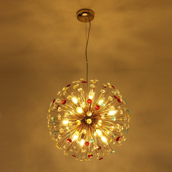 Thehouselights-12-Light Joyful Rainbow Starburst Sputnik Chandelier-Chandelier-Rainbow Brass-