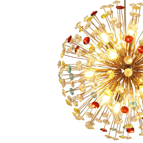 Thehouselights-12-Light Joyful Rainbow Starburst Sputnik Chandelier-Chandelier-Rainbow Brass-
