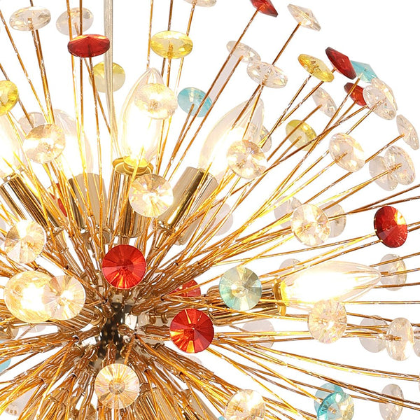 Thehouselights-12-Light Joyful Rainbow Starburst Sputnik Chandelier-Chandelier-Rainbow Brass-