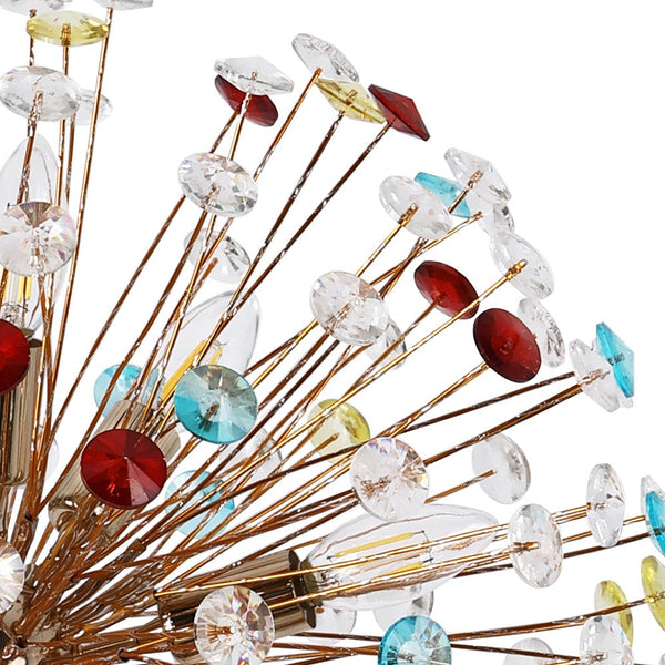 Thehouselights-12-Light Joyful Rainbow Starburst Sputnik Chandelier-Chandelier-Rainbow Brass-