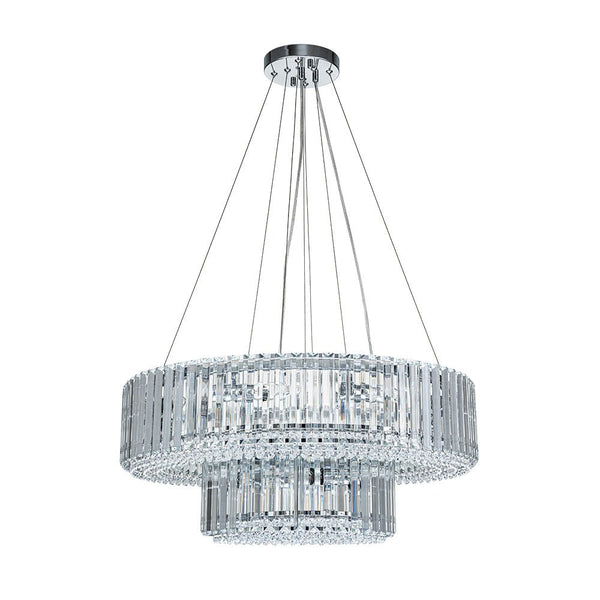 Thehouselights-12-Light Modern 2-Tier Crystal Chandelier-Chandelier-Chrome-