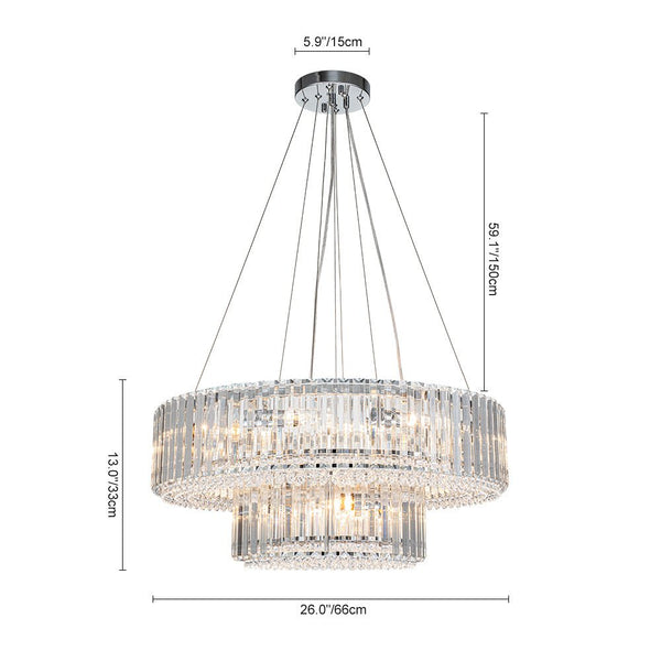 Thehouselights-12-Light Modern 2-Tier Crystal Chandelier-Chandelier-Chrome-