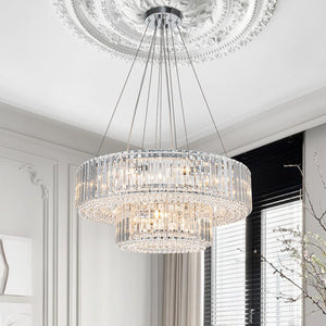 Thehouselights-12-Light Modern 2-Tier Crystal Chandelier-Chandelier-Chrome-